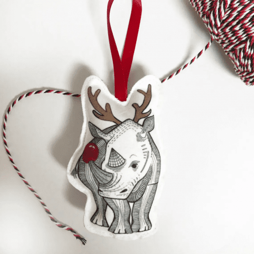Christmas Ornament – Rhino themed gifts for Christmas