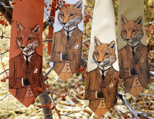 Necktie with Fox Design – Quirky and stylish accessories for fox lovers