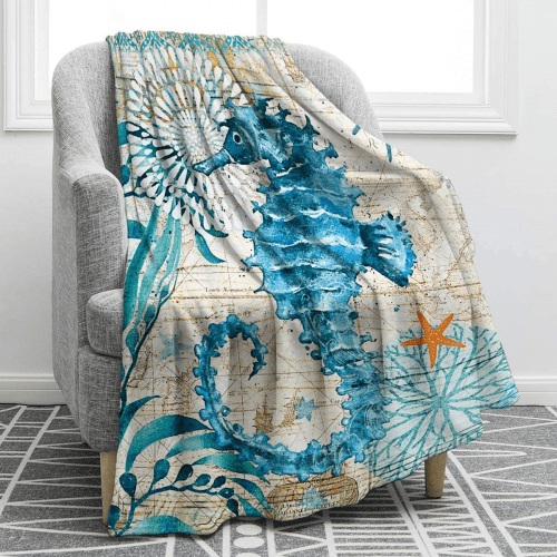 Cozy Throw Blanket – Seahorse gifts for the home