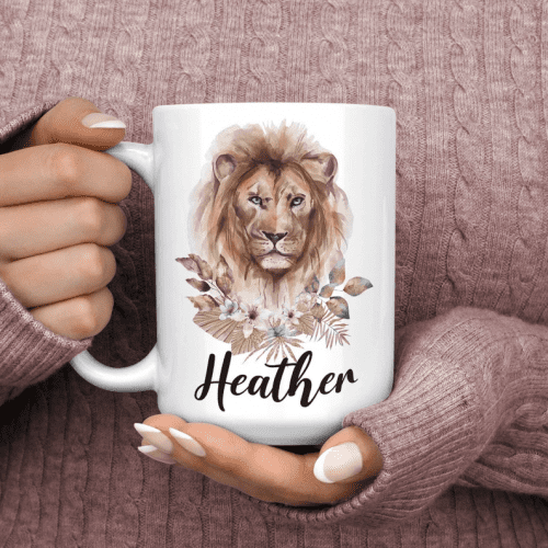 Personalized Lion themed Coffee Mug – Personalized lion gift
