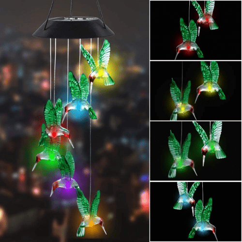 Solar Wind Chimes – Hummingbird gifts for the patio
