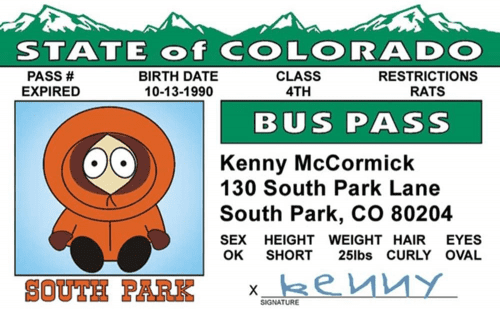 South Park Bus Pass – South Park accessories