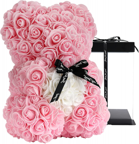 Pink Rose Teddy Bear – Romantic pink rose gift idea