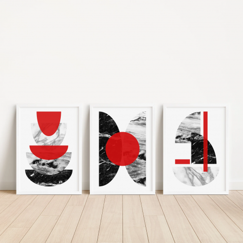 Red Wall Art Set – Stylish red home decor gift