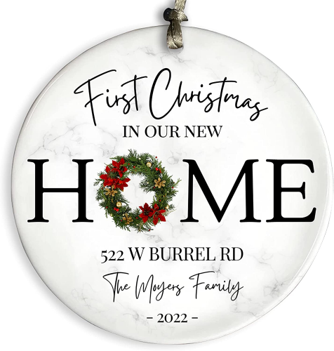 Family Home Christmas Ornament – Personalized gifts for new homeowners