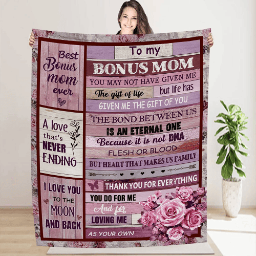 Cozy Inspirational Blanket – Sentimental gifts for bonus mom