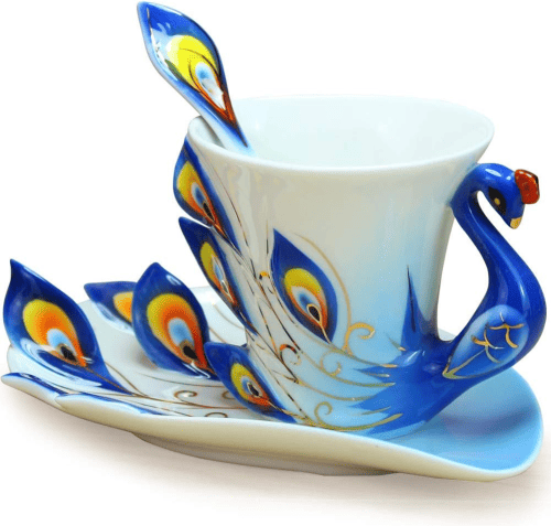 Elegant Tea for One – Whimsical peacock gifts
