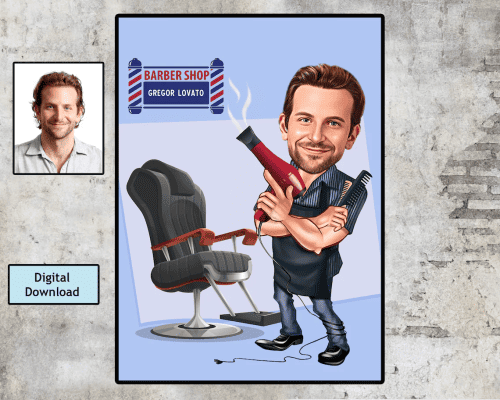 Personalized Barber Cartoon – Funny barber gift